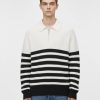 White Half-Zip Striped Sweater