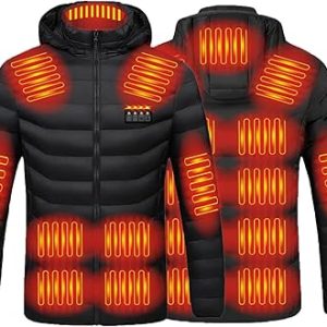 FITORON Heated Jacket for Men,19 Heating Zones Mens Winter Jacket Warm Lightweight Outwear Heated Coat Battery Not Included