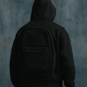 Black Backpack Oversized Hoodie