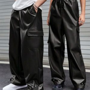 Leather Baggy Cargo Pants